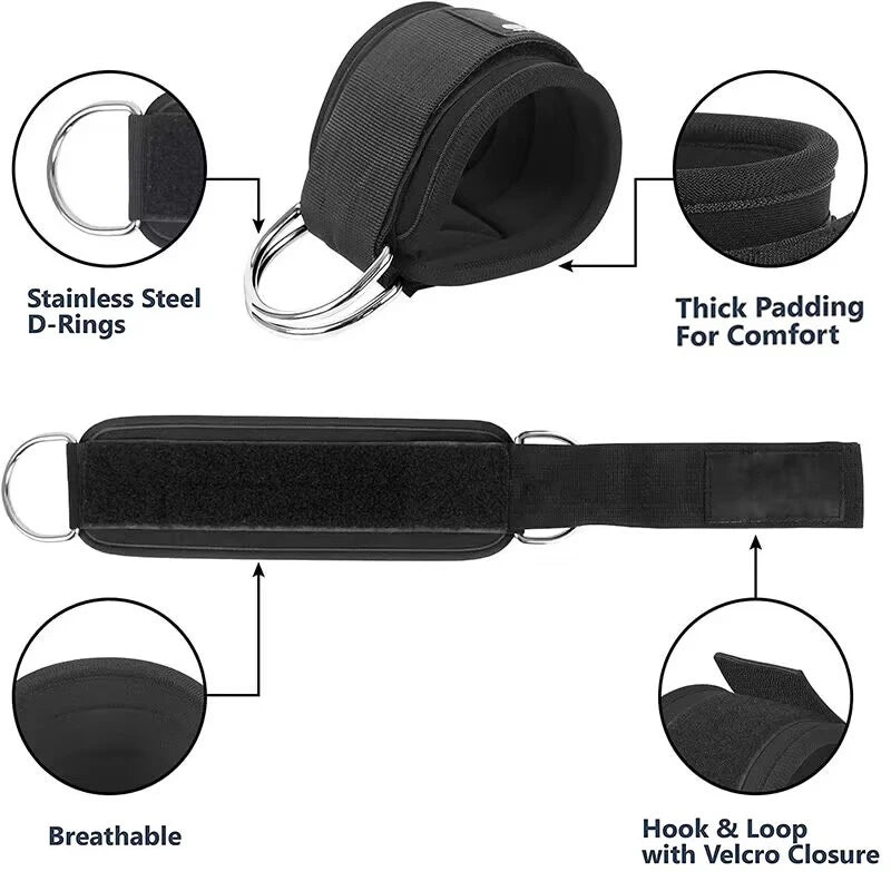 Resistance Bands with Ankle Straps Cuff with Cable for Attachment Booty Butt Thigh Leg Pulley Strap Lifting Fitness Exercise